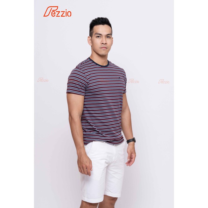 Áo thun nam tay ngắn cao cấp họa tiết kẻ sọc chất cotton 100% phong cách năng động trẻ trung thương hiệu Fezzio chính hãng