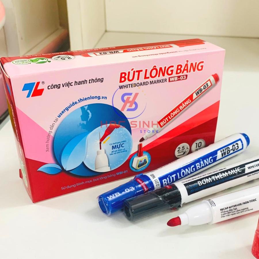 Hộp 10 Cây Bút Lông Bảng WB-03 Thiên Long ( Xanh, Đỏ Đen