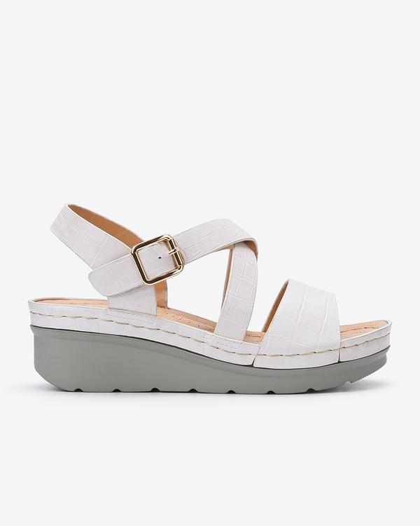 Giày Sandal đễ xuồng nữ Zucia quai chéo ôm chân da dập vân đế cao 5cm  tôn dáng - SRT04