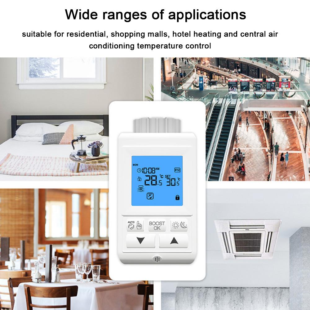 Tuya Zigbee LCD Display TRV Thermostatic Radiator Valves Intelligent Temperature Control Heating Valves Thermostatics Radiator Valves Weekly Programmable APP Control Compatible with Amazon Alexa and Google Assistant for Voise Control