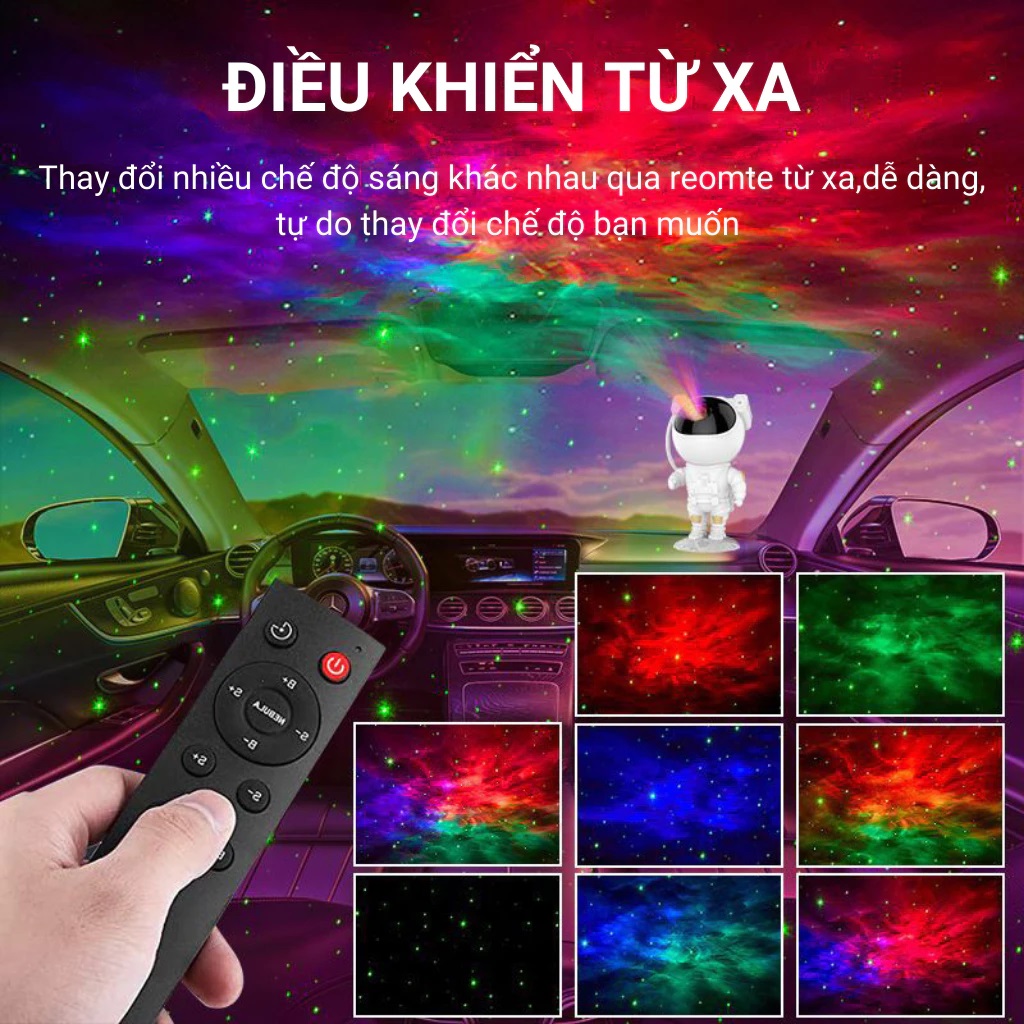 Đèn Phi Hành Gia Bản Nâng Cấp Pro, Kết Nối Không Dây Loa Bluetooth, Đèn Thiên Hà Chiếu Trăng Sao Mây, Đèn Trang Trí Decor Phòng Ngủ Chill