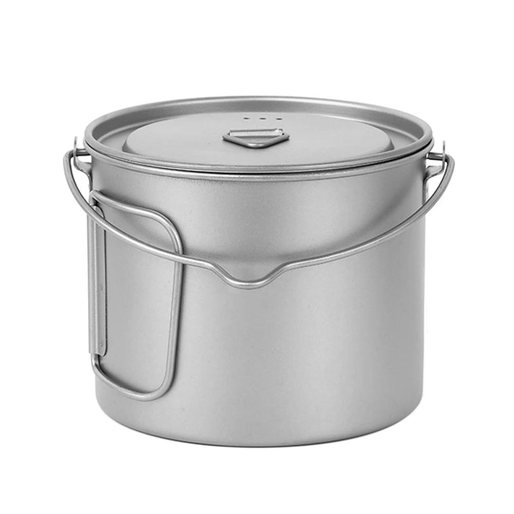 Nồi titan 1000ml siêu nhẹ có quai cầm tiện dụng đi cắm trại