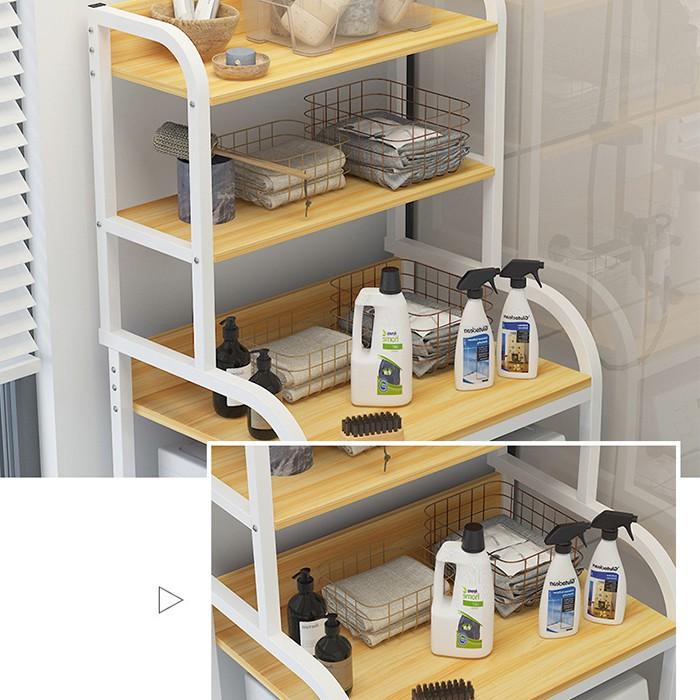 Kệ máy giặt cửa ngang 3 tầng khung sắt chắc chắn - Kệ sau bồn cầu toilet nhiều ngăn tầng để đồ nhà tắm dầu gội, bột giặt