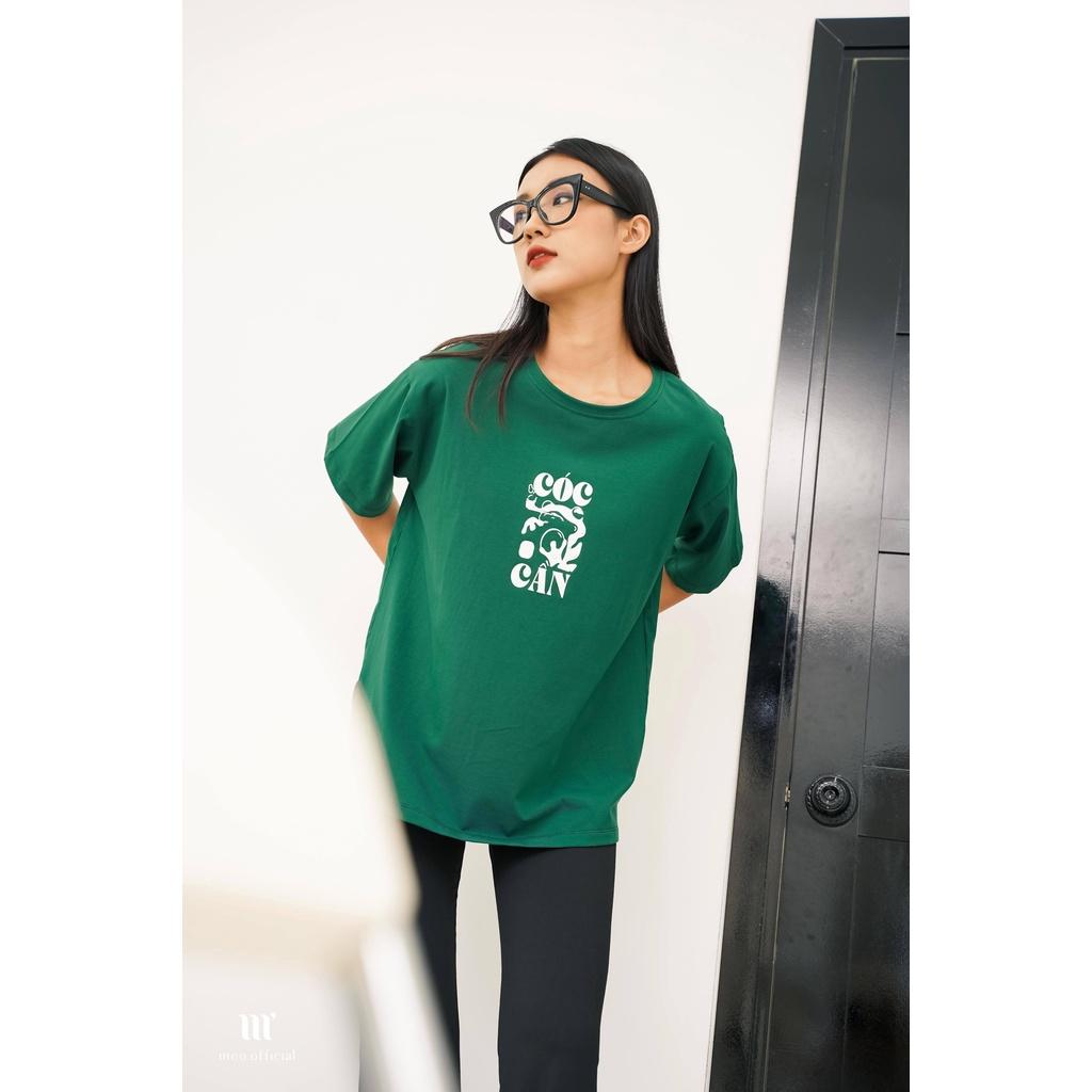 Áo thun tay lỡ Méo shop cổ tròn cotton in chữ Cóc Cần freesize form rộng