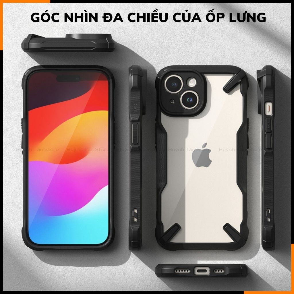 Ốp lưng iphone 15 RINGKE chính hãng trong suốt chống sốc FUSION X chống ố vàng phụ kiện điện thoại huỳnh tân store - Hàng nhập khẩu