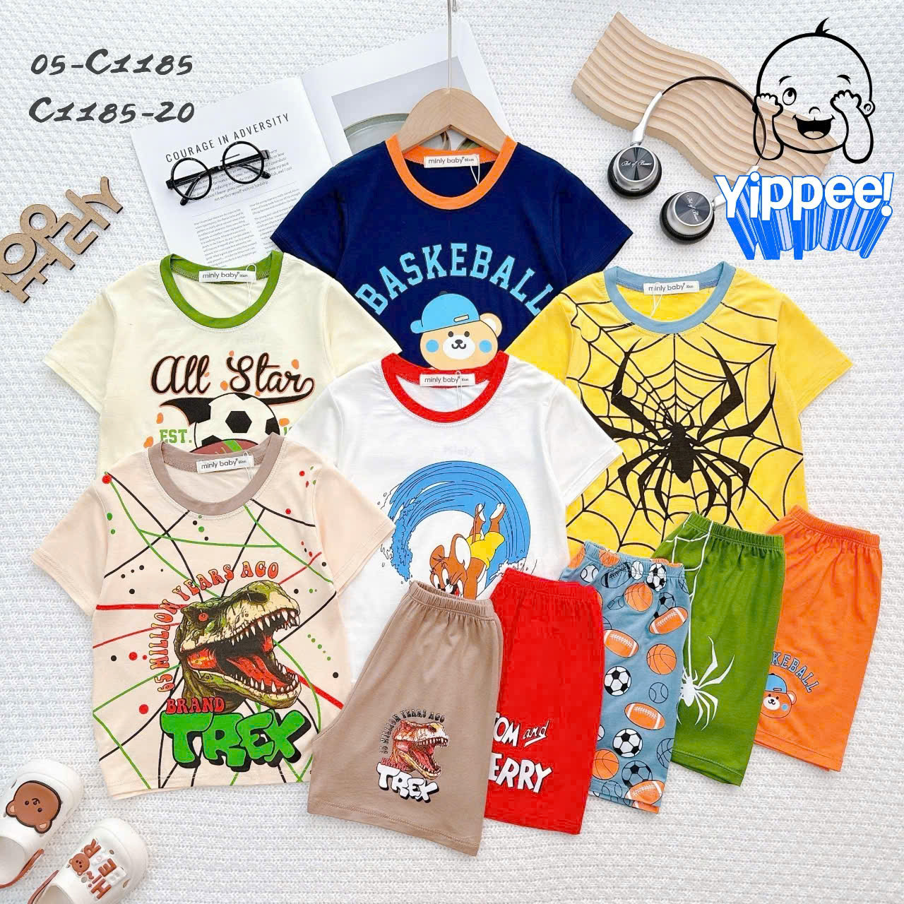 Đồ bộ bé trai, bộ cộc tay cho bé trai sơ sinh size 5-18kg chất thun lạnh mềm mịn mát