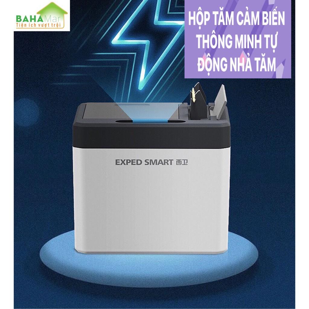 HỘP TĂM CẢM BIẾN THÔNG MINH TỰ ĐỘNG NHẢ TĂM "BAHAMAR" cảm ứng hồng ngoại sẽ tự mở khi có chuyển động để tăm có thể kéo r