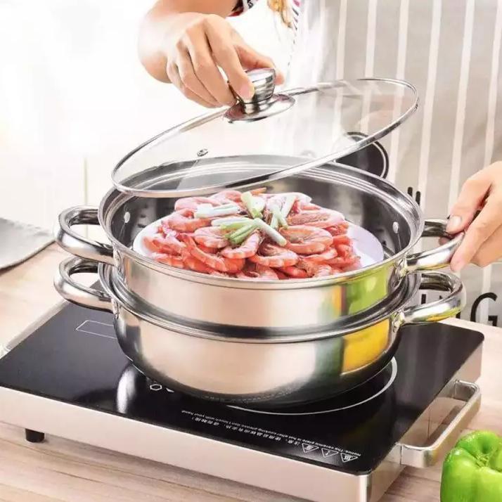 Nồi Hấp Đa Năng , Nồi Hấp 2 Tầng Inox 28cm Cao Cấp