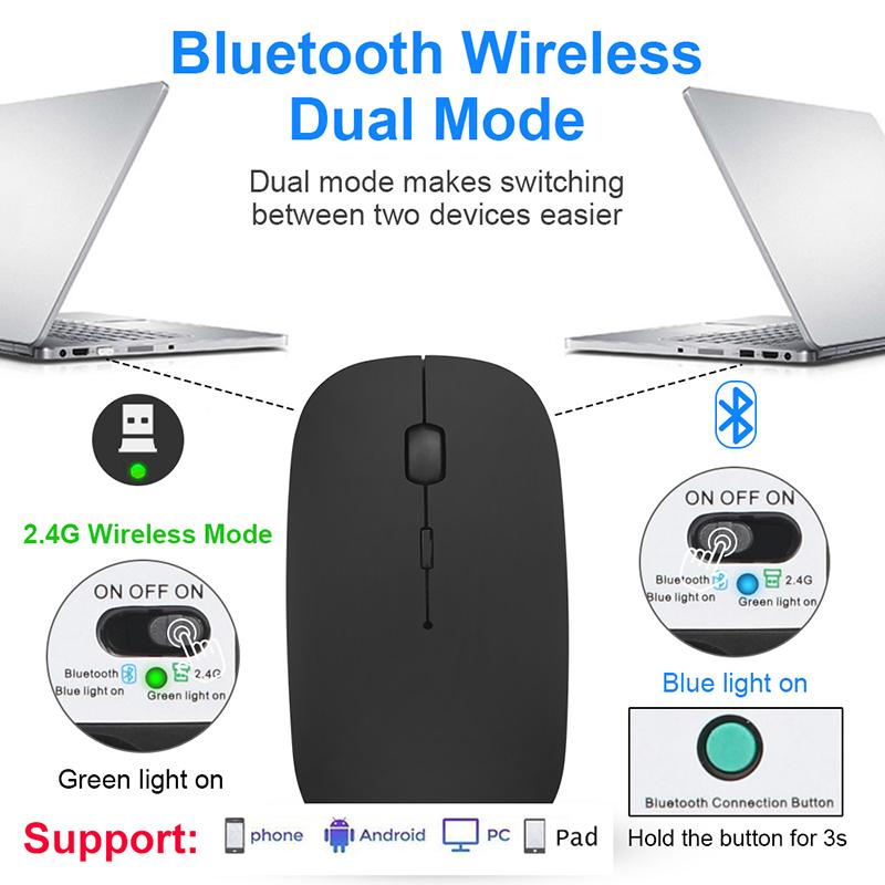 Silent Chuột Không Dây Sạc Dula Mô Hình Máy Tính Bảng Bluetooth-Tương Thích Chuột iPad/Samsung/Huawei Chuột Laptop 2.4G Mause