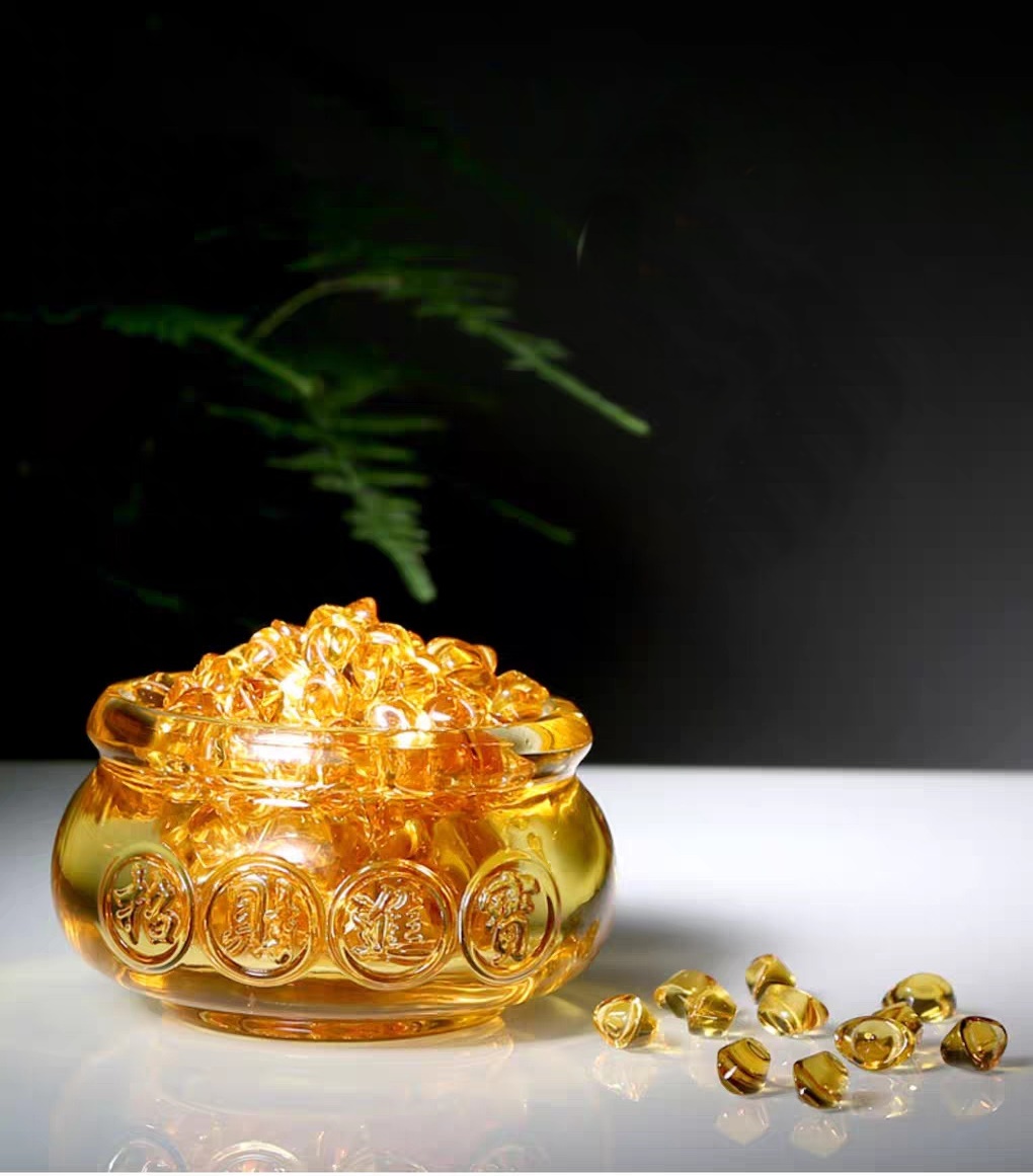 Combo Bát Tụ Tài Chiêu Tài Lộc Thỏi Vàng Size 8cm kèm 60 thỏi vàng 1.5cm và 1 thỏi 6cm