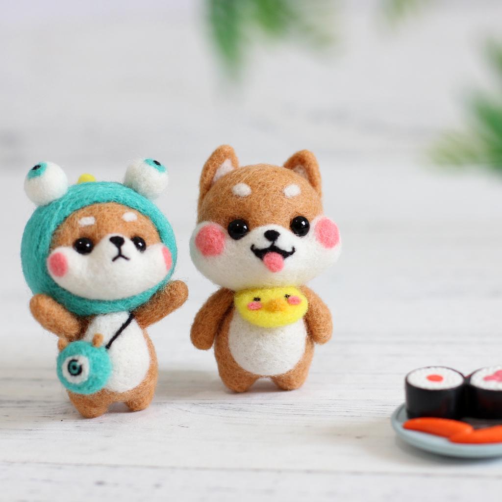 2 Pack Lovely Dog Needle Felting Kits Wool DIY Needlecraft for Beginners