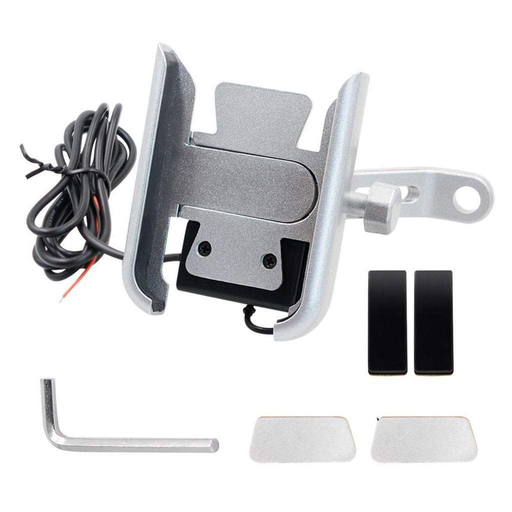 Universal Motorcycle Scooter Phone Mount Holder USB Charger for 4" - 6.5"