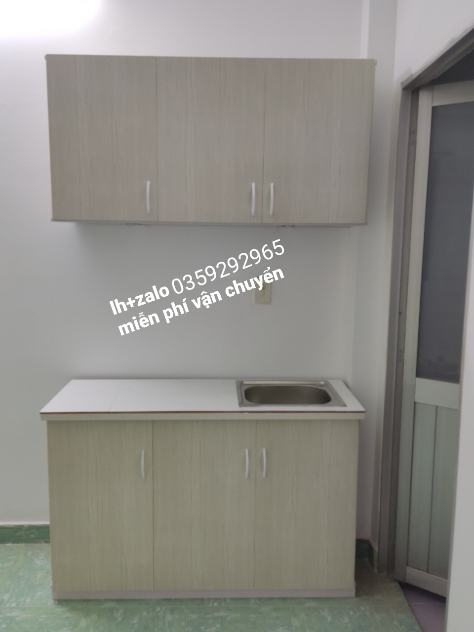 Bộ tủ bếp mini nhựa đài Loan ốp mặt gạch sẵn bồn rửa