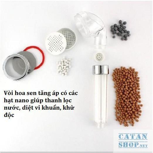 Vòi sen tăng áp có các hạt lọc nước nano, vòi sen tăng áp dòng nước, chia nhỏ tia nước kèm dây GD498-VoiTA