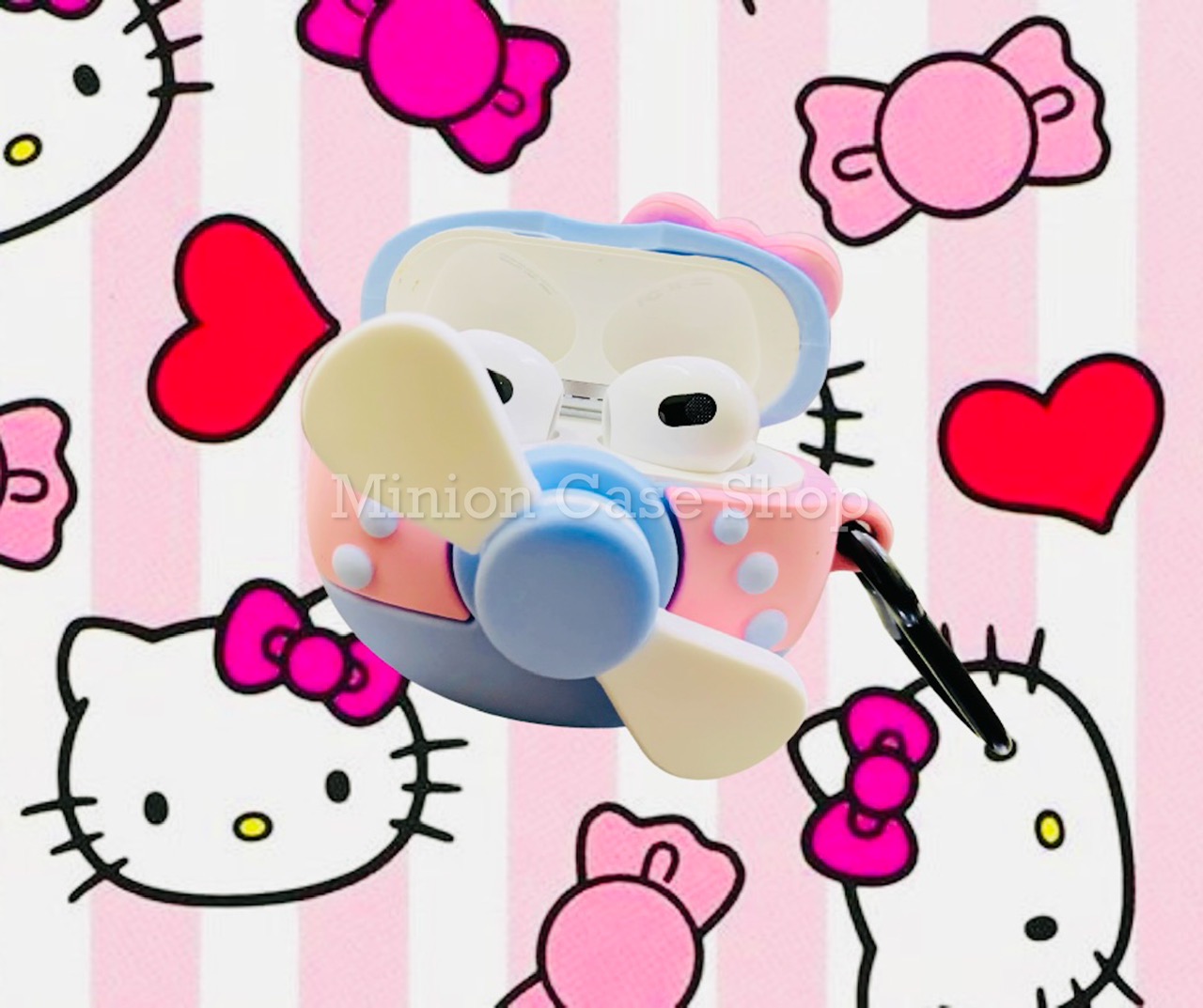 Case bảo vệ dành cho Airpods 3 Chong chóng Hello Kitty chất liệu silicon 3d cao cấp