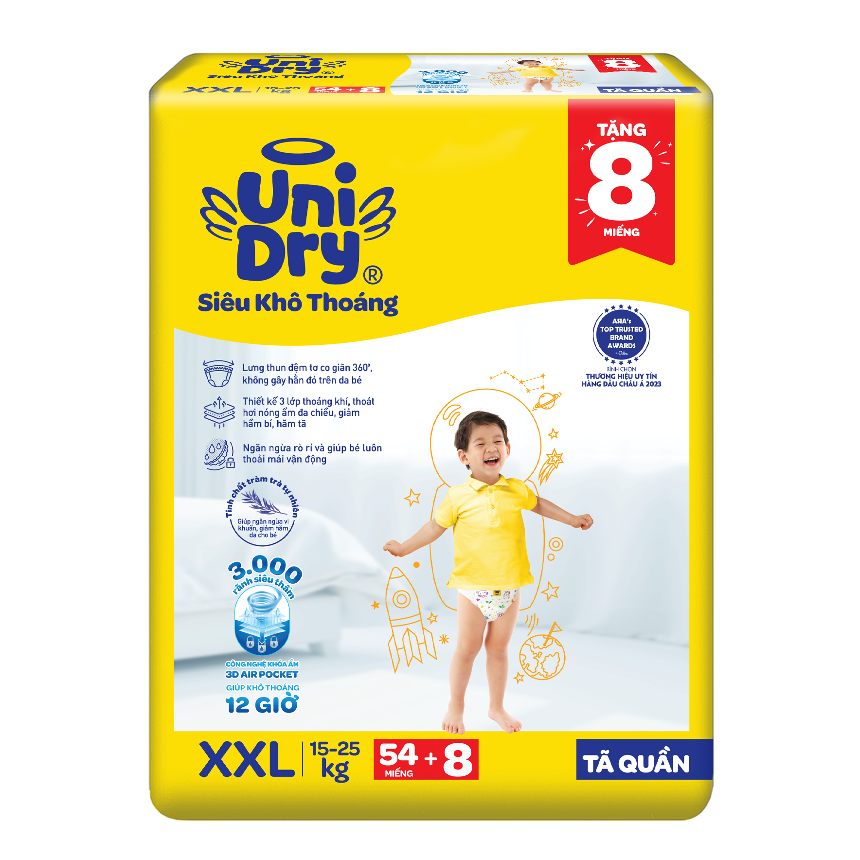 Tã quần UniDry Siêu khô thoáng gói Jumbo mới size XXL