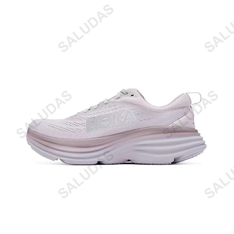 HOKA Chạy Bộ Bondi 8 Chống Trơn Trượt Hấp Thụ Sốc Thoáng Khí Đường Chạy Bộ Nam Ngoài Trời Chạy Bộ Giày Thể Thao Nữ Color: Grey blue Shoe Size: 36