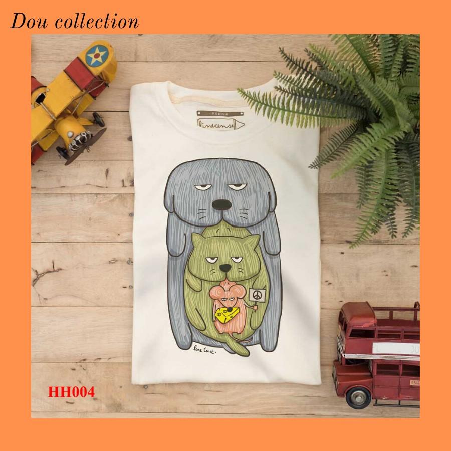 Áo Thun Nữ Đẹp Thiết Kế Chú Chó Ngậm Cổ Dễ Thương Hàn Quốc - Form Unisex - Chất Cotton - Mã AT047