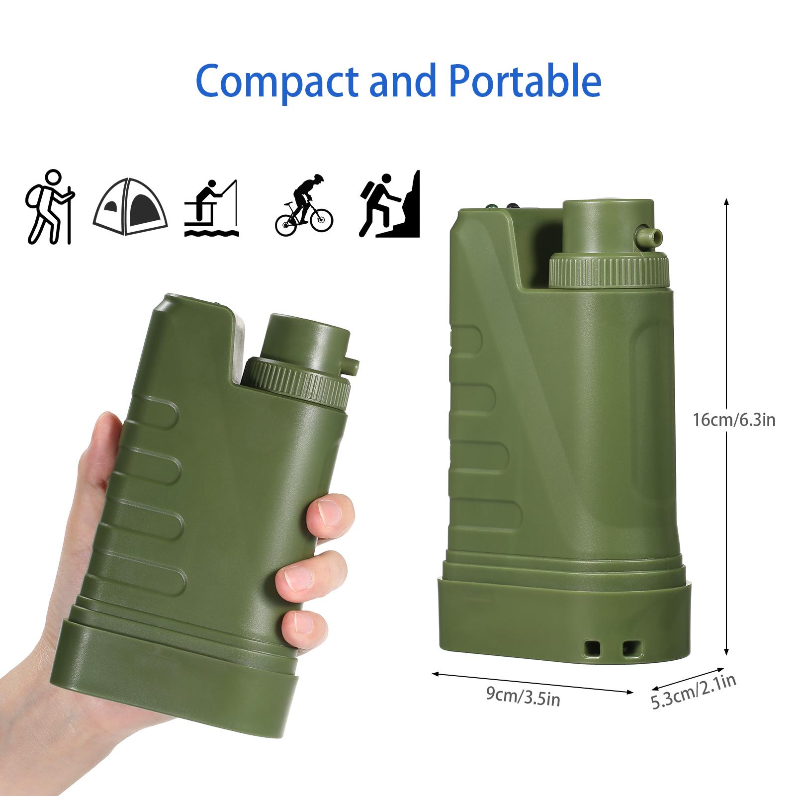 Electric Water Filtration System Survival Kit Portable USB Powered Water Filter with Night Light and Compass for Outdoor Camping Hiking Backpacking Emergency Preparedness