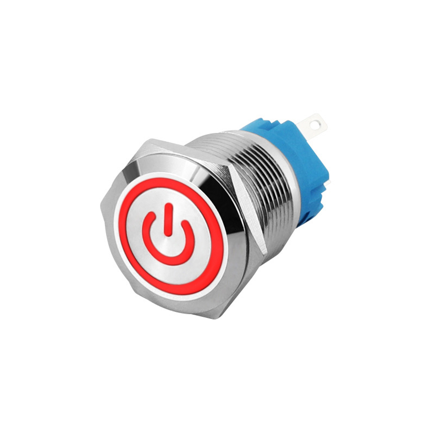 Nút nhấn Self-Lock 19mm, Công tắc nhấn tự khóa Kim loại có LED không thấm nước