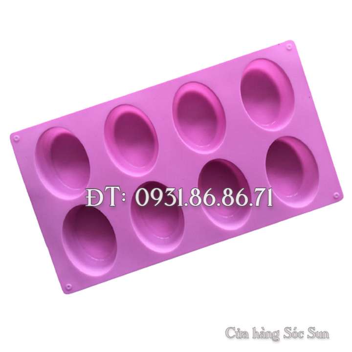 Khuôn silicon 8 hình Oval - Mã số 1052