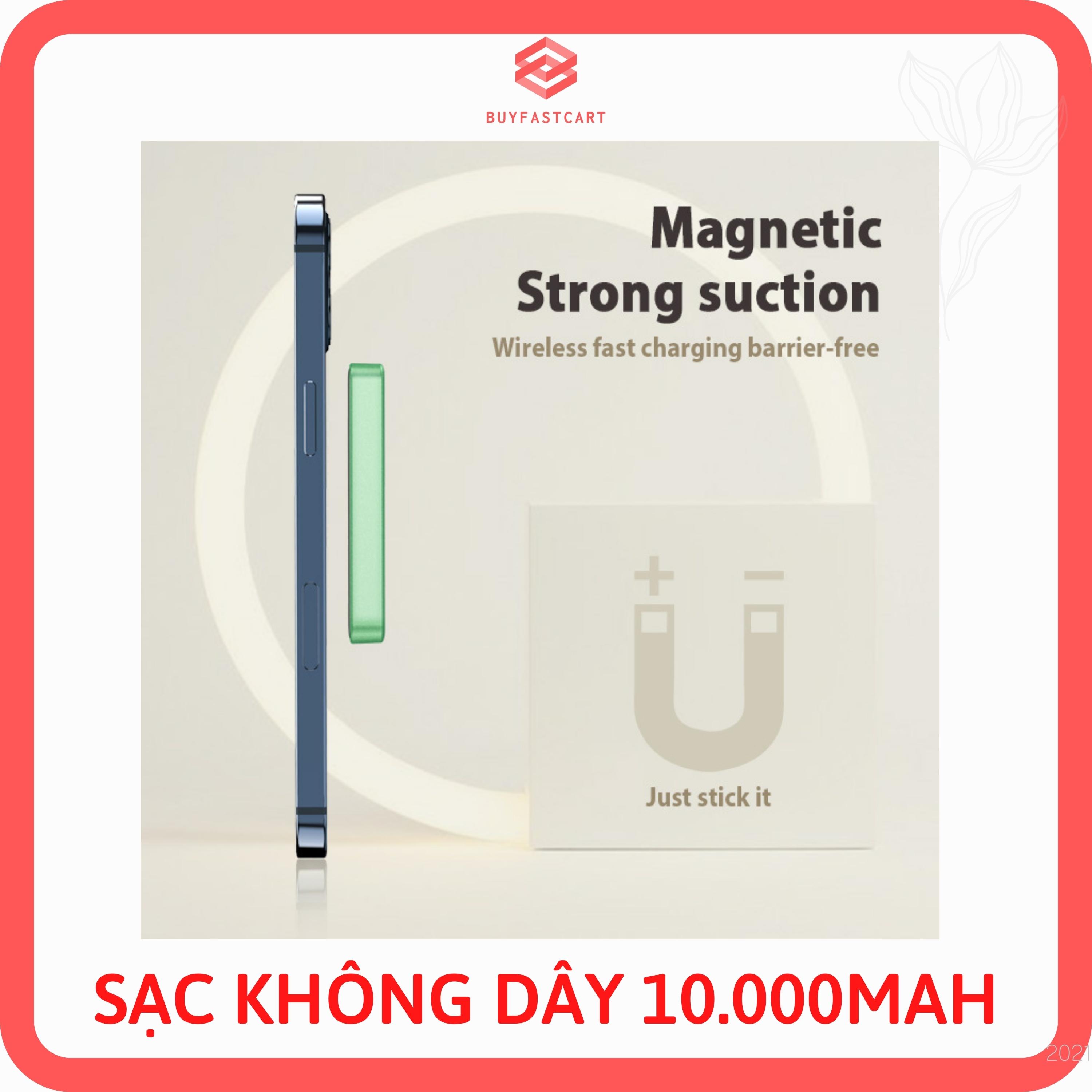 Pin Sạc Dự Phòng Hỗ Trợ Sạc Không Dây QI Wireless 10.000mAh cho iPhone Samsung