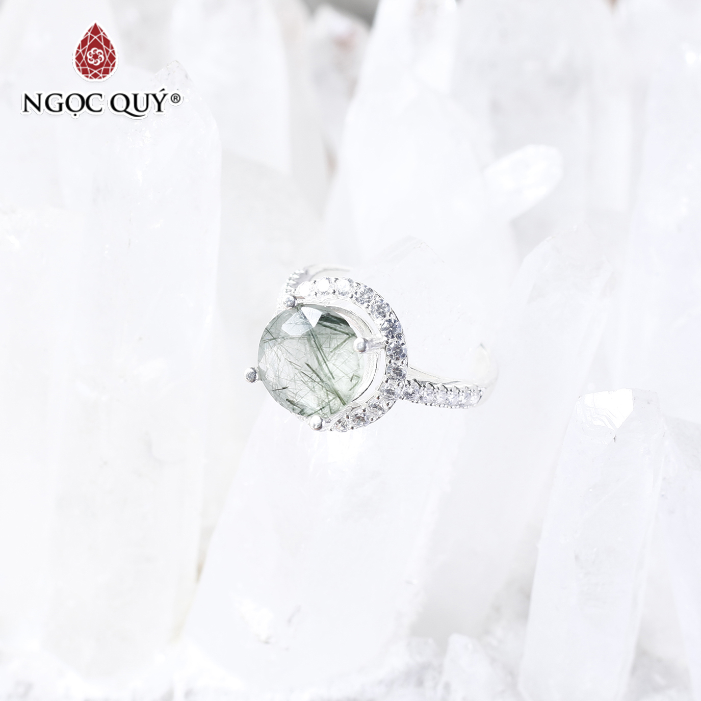 Nhẫn bạc nữ đá thạch anh tóc - Ngọc Quý Gemstones