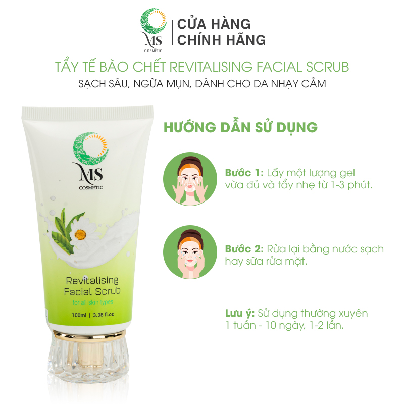 Gel Tẩy Tế Bào Chết MS Revitalising Facial Scrub (100ml) Ngừa Mụn Làm Sáng Da, Dành Cho Da Nhạy Cảm - MỸ PHẨM MS COSMETIC