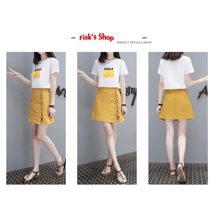 Set áo phông zíp buộc dây nơ
