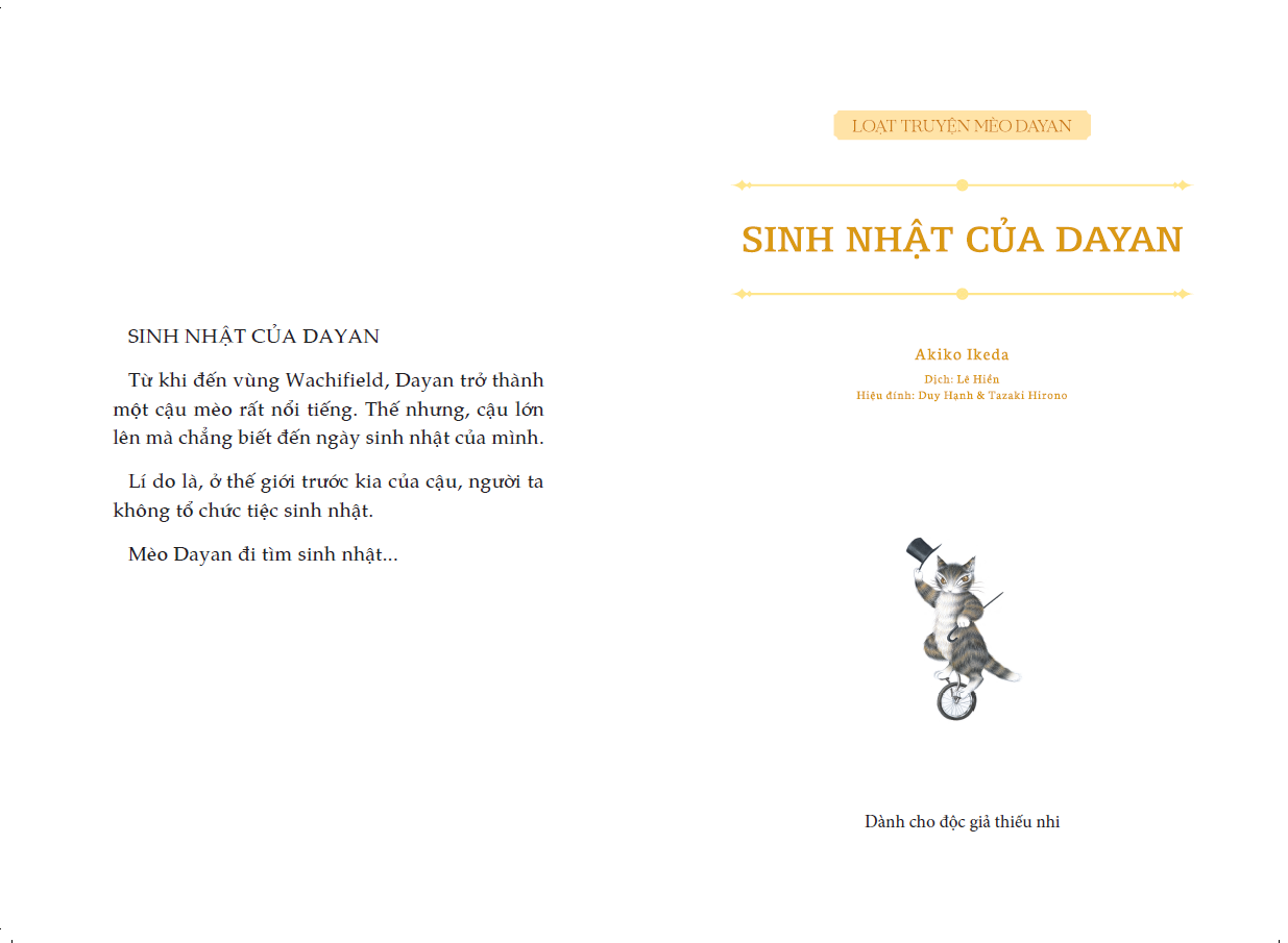 SINH NHẬT CỦA DAYAN - Loạt truyện Mèo Dayan - Sách cho bé từ 3 tuổi