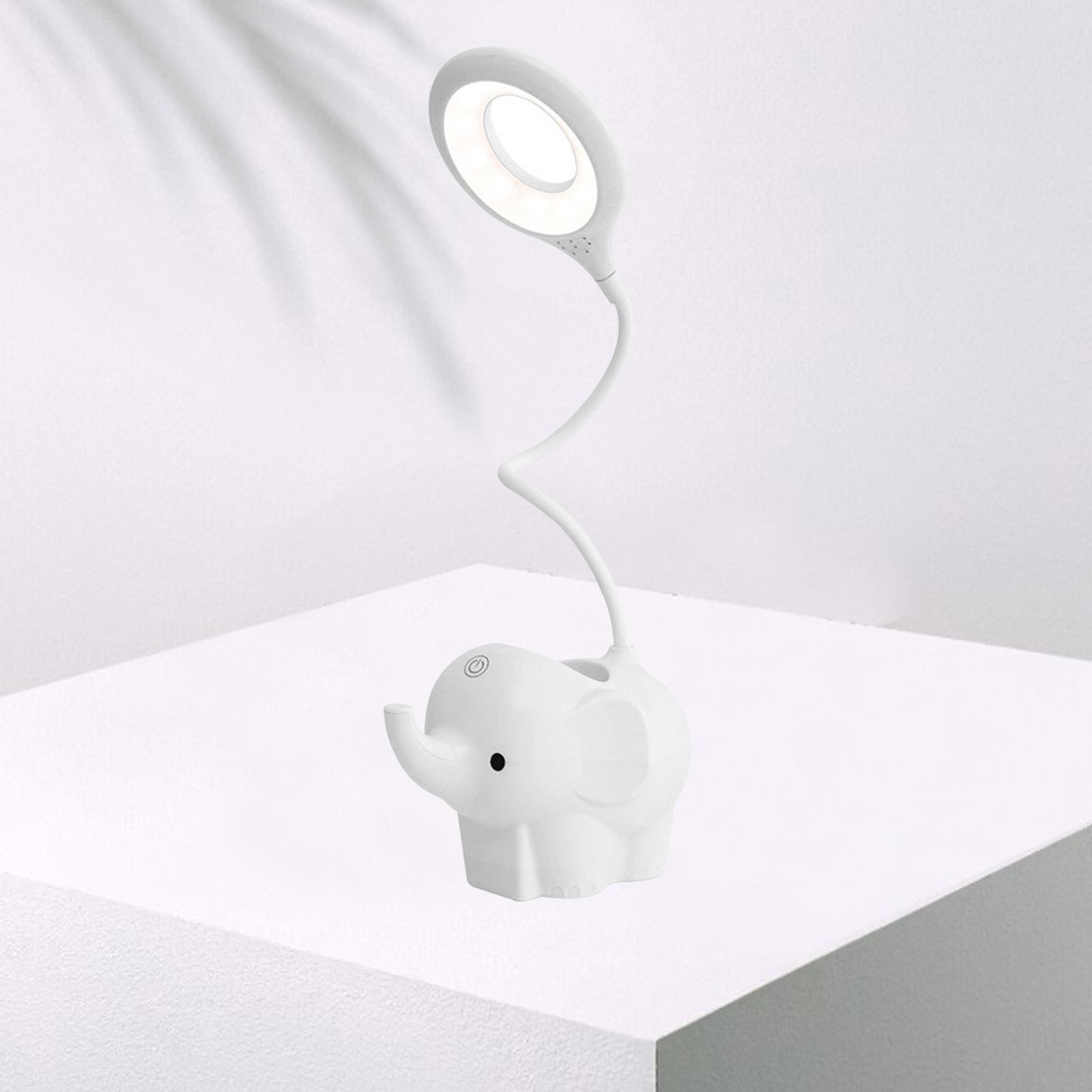 Rechargeable Elephant LED Desk Lamp 2x White Night Light