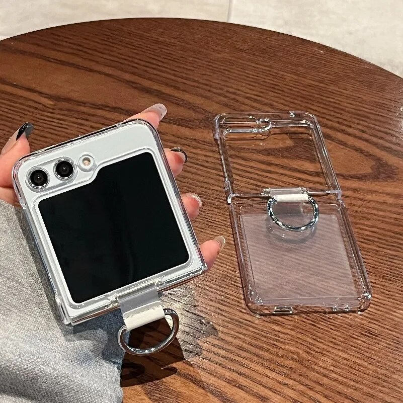 Ốp lưng chống sốc trong suốt kèm iring cho Samsung Galaxy Z Flip 5 hiệu Likgus Cover Ring - hàng nhập khẩu