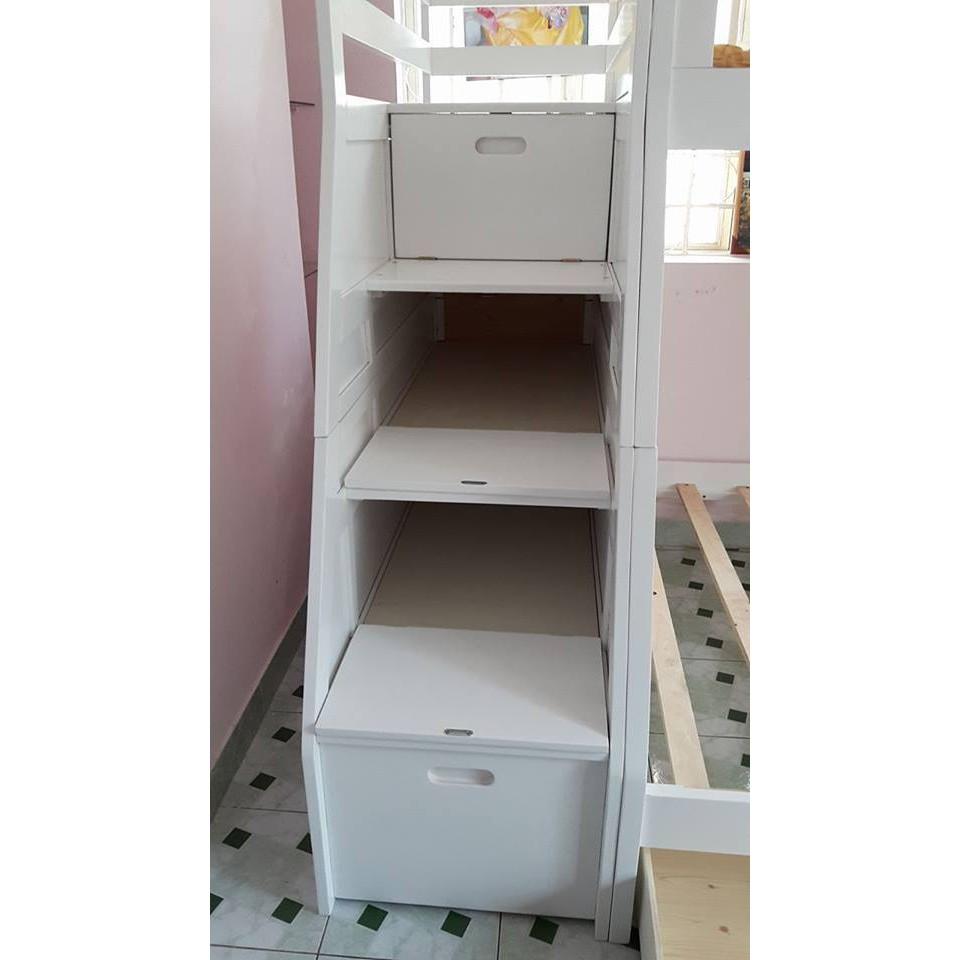 Giường 2 Tầng Cao Cấp Gỗ Tự Nhiên -Trắng