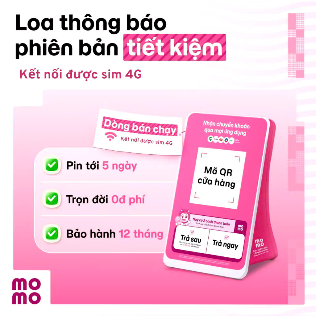 Loa Thông Báo Chuyển Khoản MOMO - Kết Nối Wi-Fi/Bluetooth Cao Cấp, Tương Thích Mọi App Ngân Hàng, Nhận Thông Báo Tức Thì, hàng chính hãng