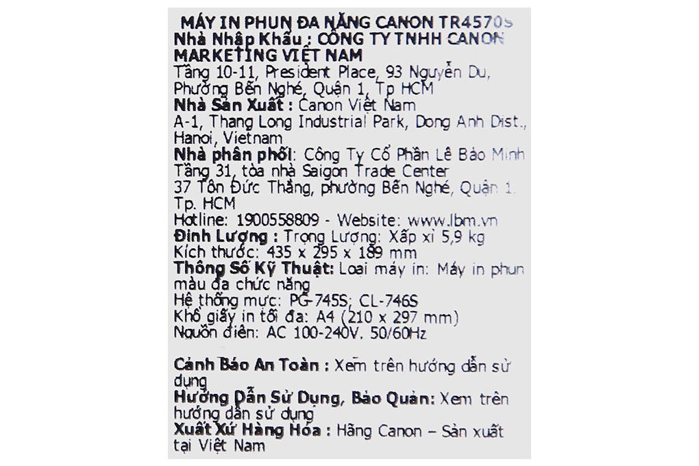 Máy in phun màu Canon TR4570S đa năng In-scan-copy-fax WiFi- Hàng chính hãng