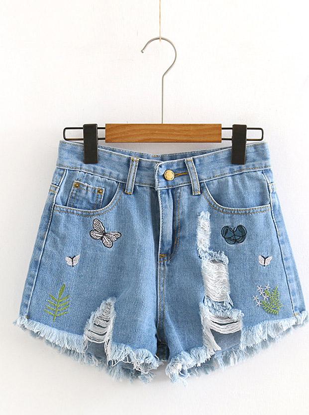 Quần Short Jean Nữ Thêu Bướm 614