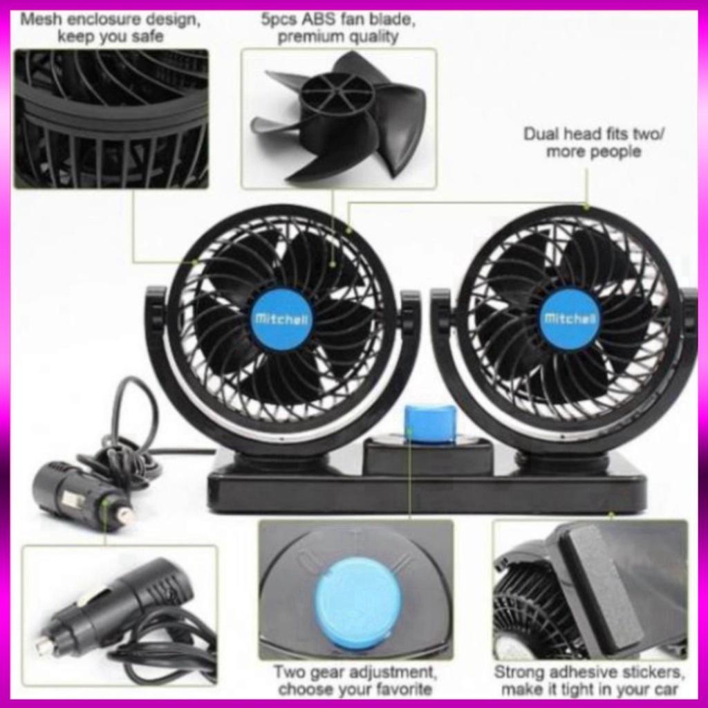 Quạt máy đôi mini 12v cho ô tô