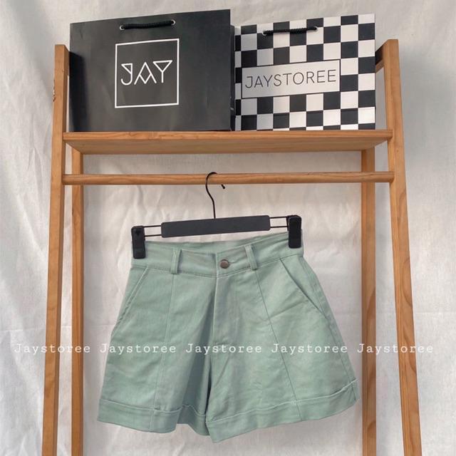 Quần short kaki nữ Mint/ Tan Jaystoree/Quần short lưng cao