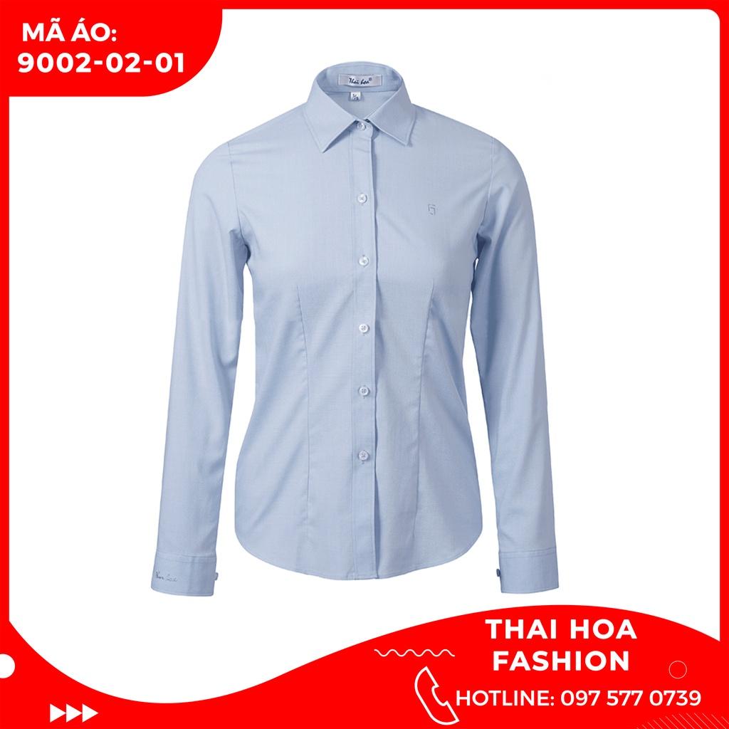 ÁO SƠ MI NỮ THÁI HÒA PHONG CÁCH CÔNG SỞ 9002 -02-01 MÀU XANH DA TRỜI DÀI TAY
