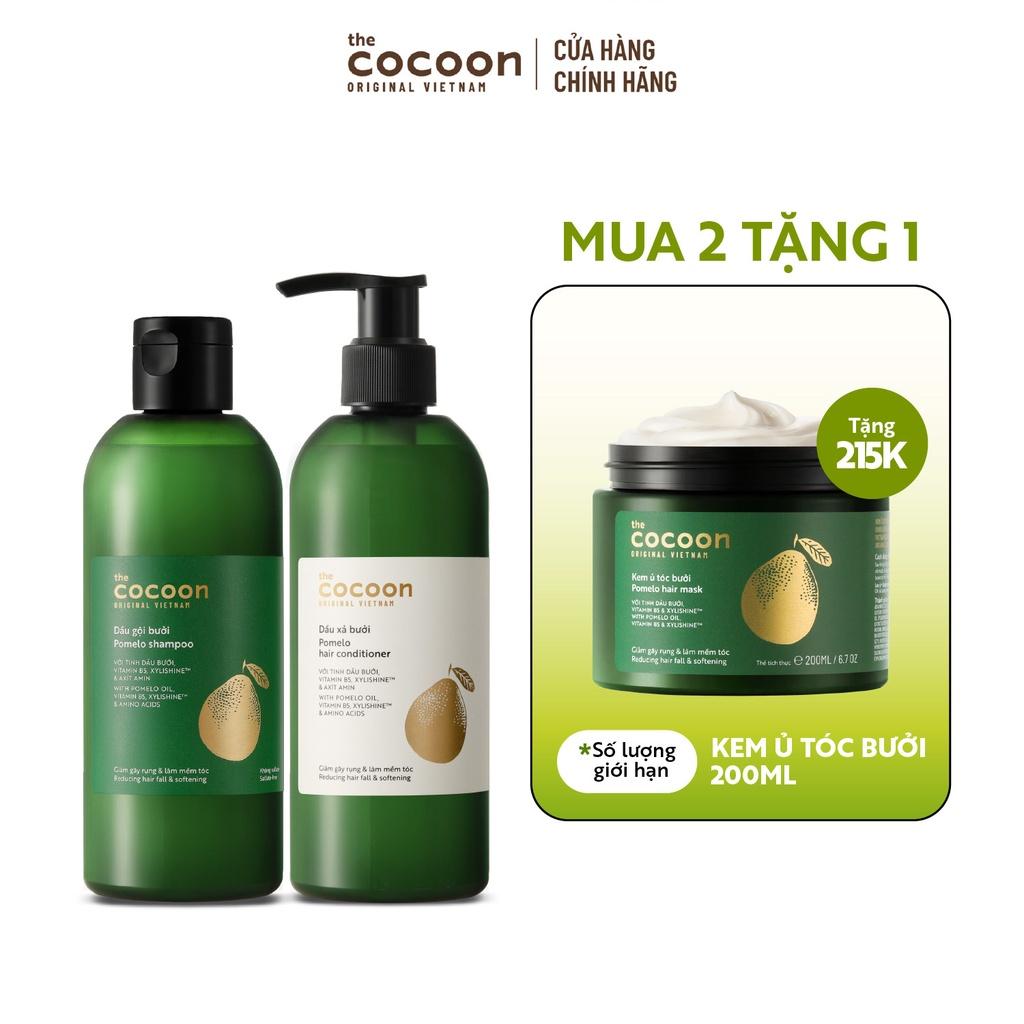 SPECIAL COMBO gội bưởi 500ml + xả bưởi 310ml Cocoon tặng 1 Kem ủ tóc bưởi Cocoon giảm gãy rụng và làm mềm tóc 200ml