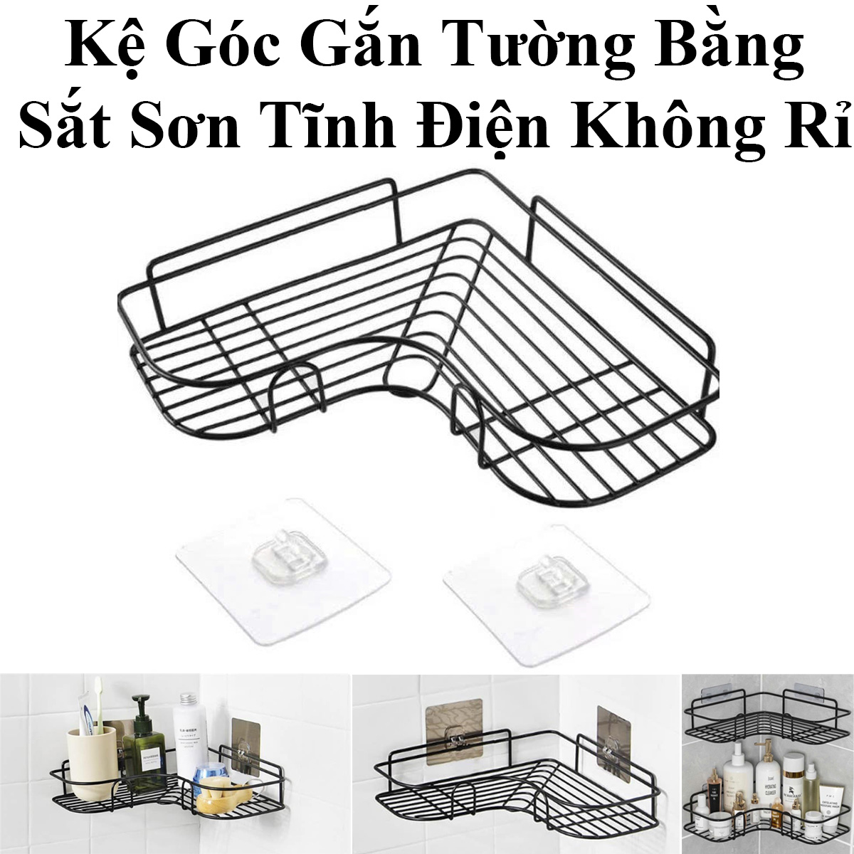 Kệ Góc Gắn Tường Bằng Sắt Sơn Tĩnh Điện Không Rỉ