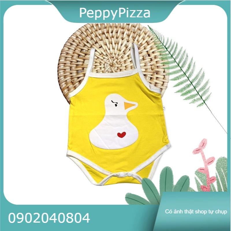 Bộ liền thân body suit 2 dây PeppyPizza cho bé sơ sinh Ss002