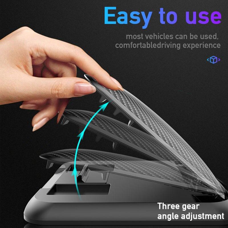 Giá Đỡ Điện Thoại Gắn Bảng Điều Khiển Xe Hơi Họa Tiết Sợi Carbon Chống Trượt Có Thể Gấp Gọn