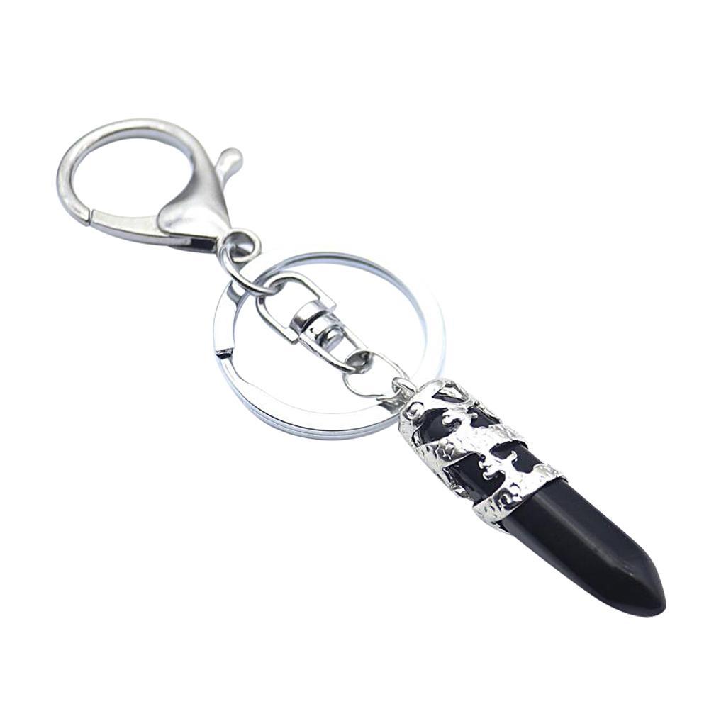 2-4pack Fashion Hexagonal Dragon Crystal Quartz Keychain Key Chain Black