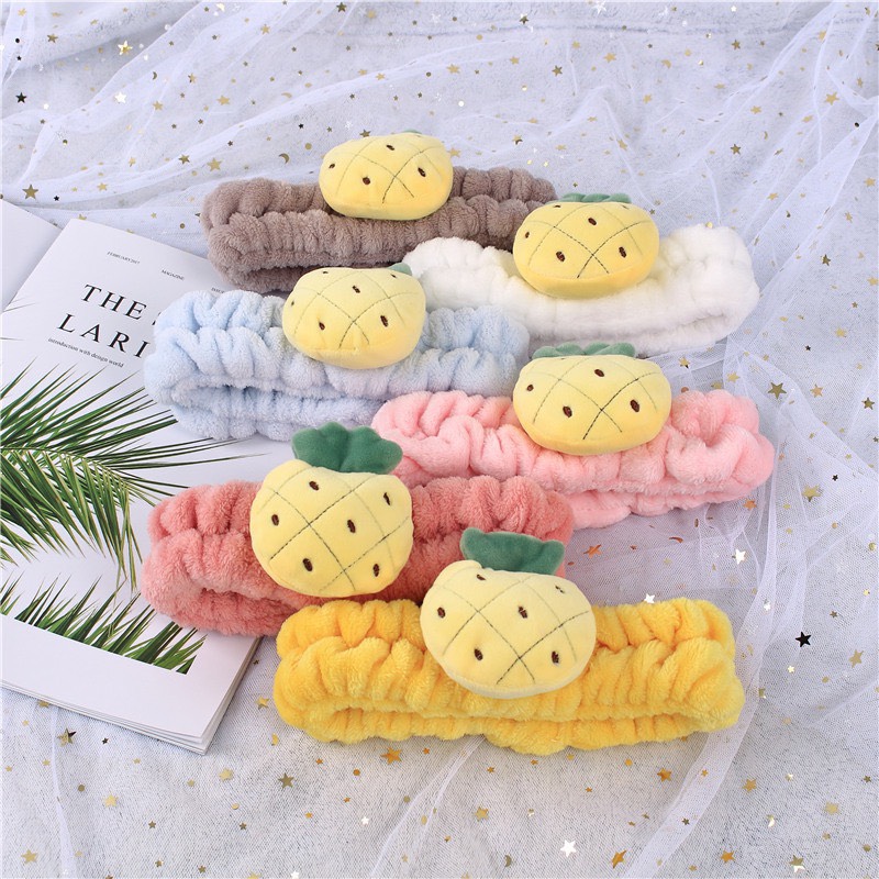 Băng Đô Turban, Băng Đô Cute Rửa Mặt Trang Điểm Hình Quả Dứa BD24