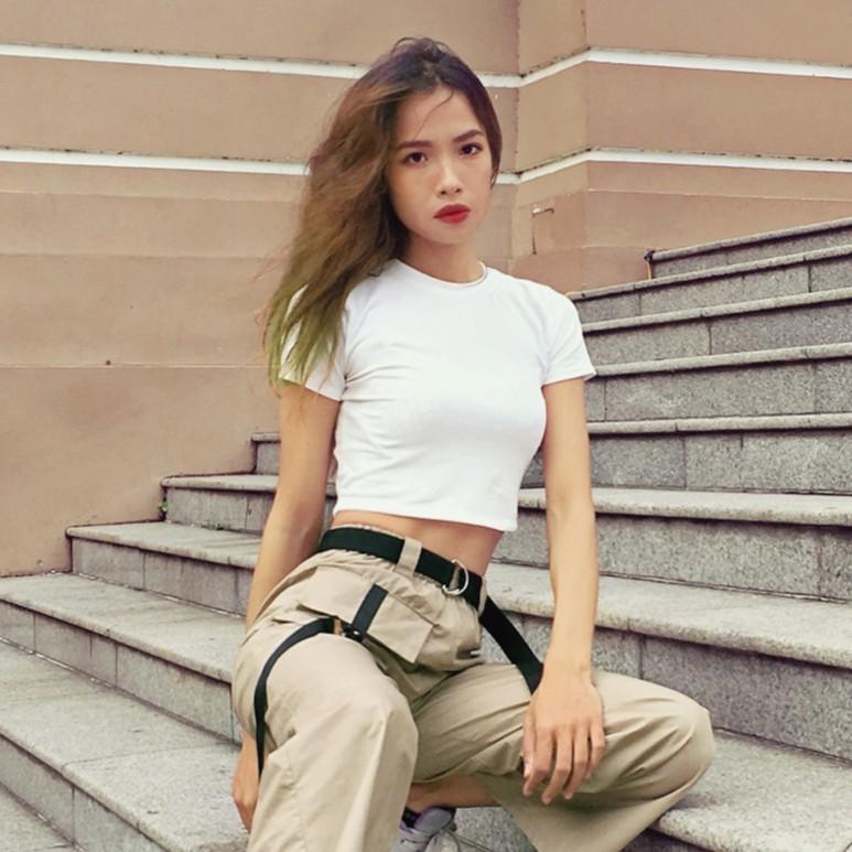 - VIDEO Áo thun croptop cổ tròn basic