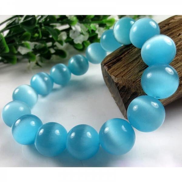 Vòng đá mắt mèo nhân tạo 10ly xanh dương -