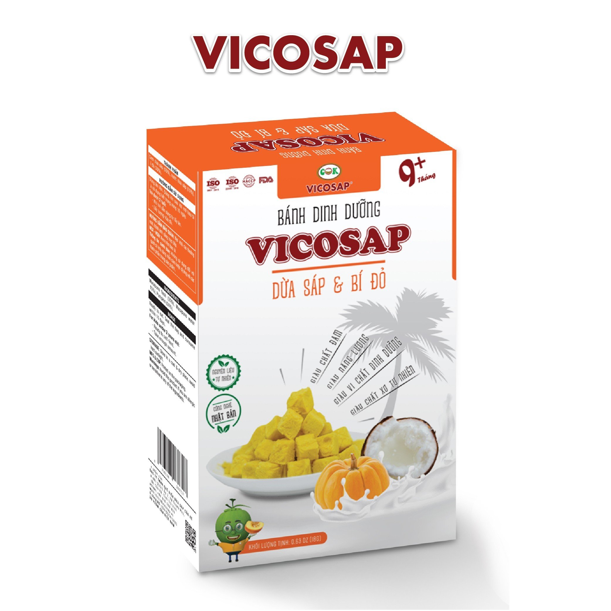 Bánh dinh dưỡng Dừa Sáp & Bí Đỏ - Vicosap