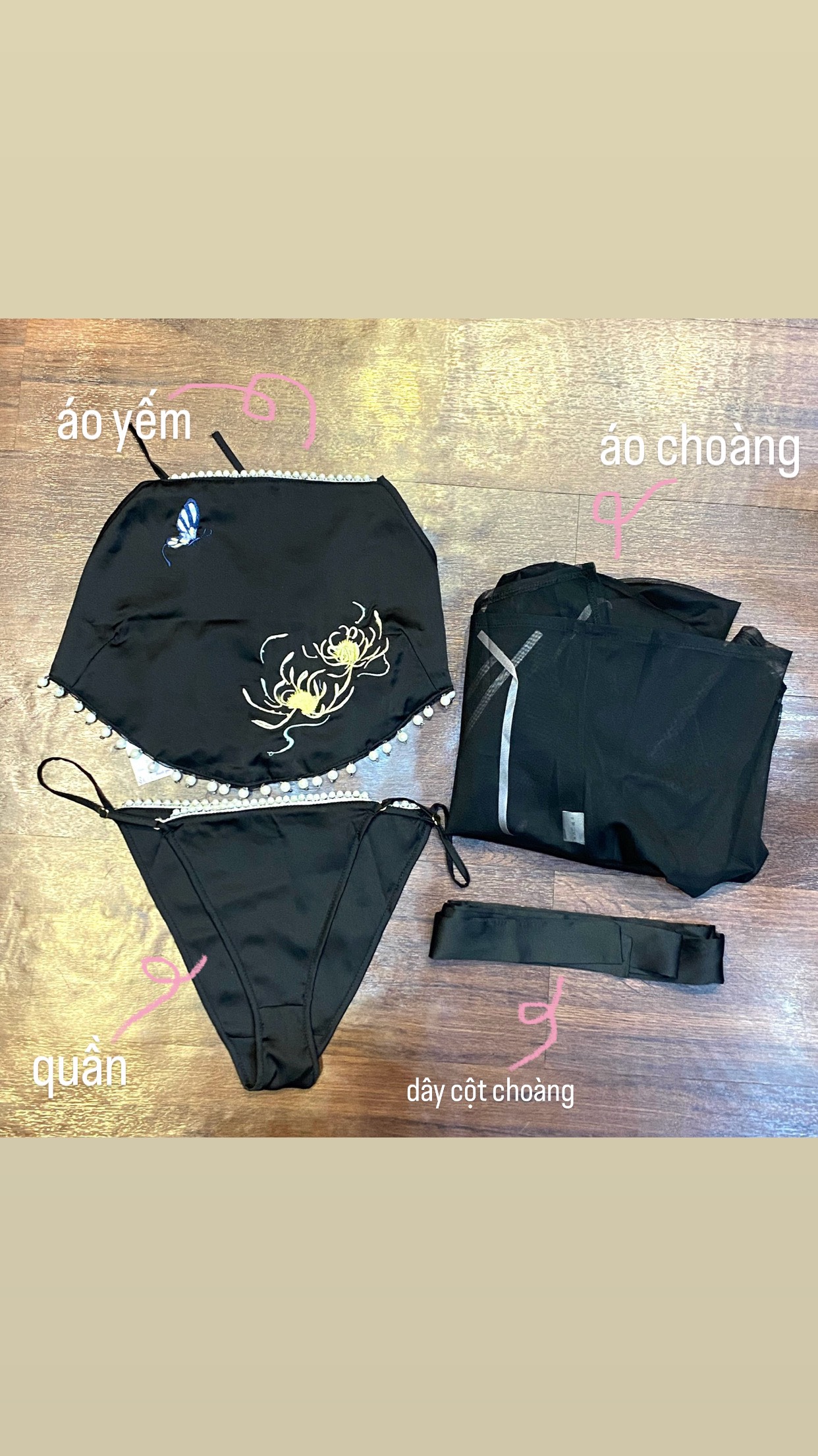 Đồ ngủ Cosplay tiểu thư CH111 set 3 món kèm choàng lụa cao cấp quyến rũ