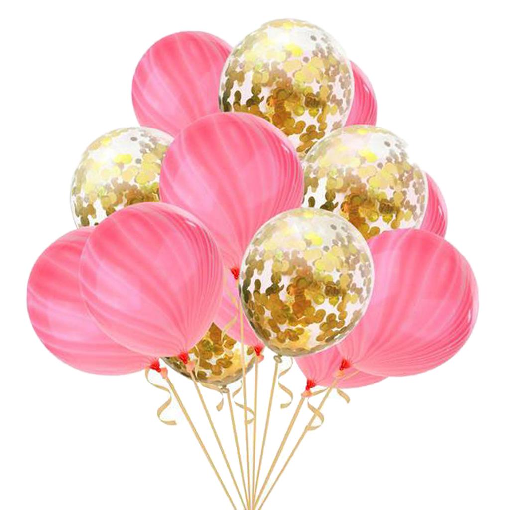 15 Pieces Latex Balloons Confetti Balloons with Ribbon Wedding Birthday Party Decoration Supplies